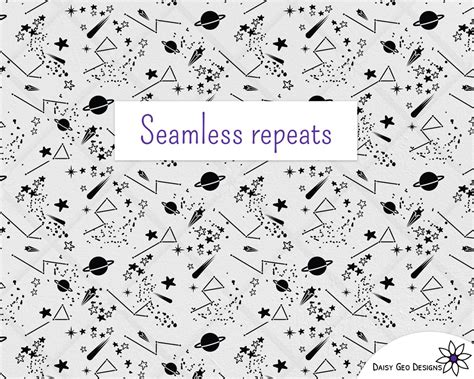 Galaxy Stars SVG Seamless Pattern for Cricut and Silhouette, Outer Space Drawing, Constellation ...