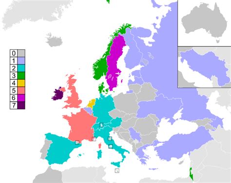 Number of Eurovision Victories, 2nd Place Finishes & Year of Debut - Brilliant Maps