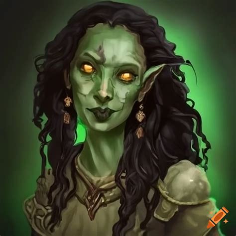 Digital art of a beautiful hag with green skin on Craiyon