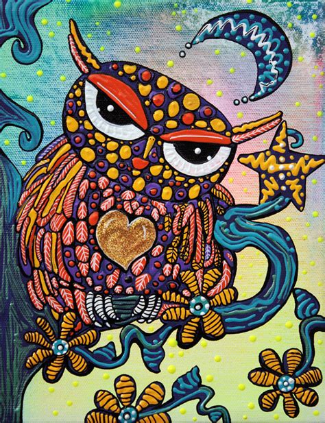 Mystical Owl - Acrylics on Canvas, in Small 8x10 Paintings