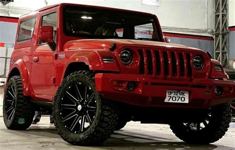 India’s Only All-Red Mahindra Thar with 20-inchers Looks Handsome » Car Blog India