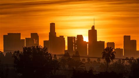 Sunrise sun rising downtown Los Angeles skyscrapers, city skyline 4K Timelapse Stock Footage #AD ...