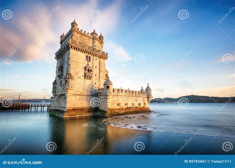 Lisbon, Belem Tower - Tagus River, Portugal Stock Image - Image of fort ...