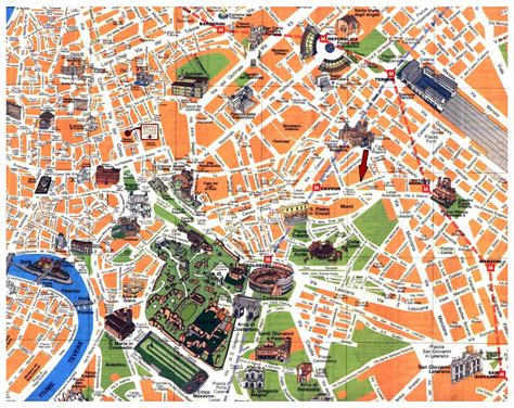 Mapa turístico detallada del centro de la ciudad de Roma | Roma ...