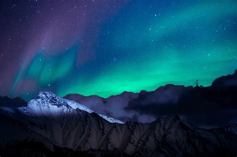 Northern Lights Night Sky Mountains Landscape 4k, HD Nature, 4k Wallpapers, Images, Backgrounds ...