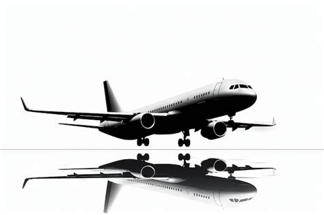 Premium AI Image | Plain black plane silhouette white background ...