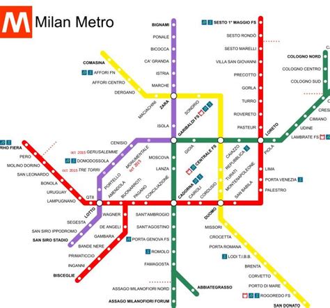 Milan metro station map - Milan italy train station map (Lombardy - Italy)