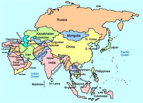 Show The Map Of Asia 30N9L - Large Map of Asia