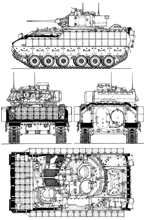 M3 Bradley Blueprint - Download free blueprint for 3D modeling