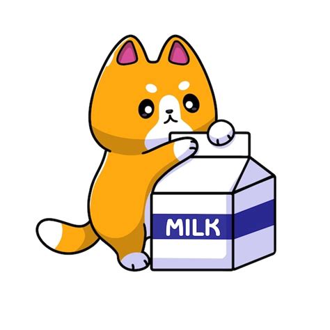 Premium Vector | Cute cat drinking milk - cartoon character - vector ...