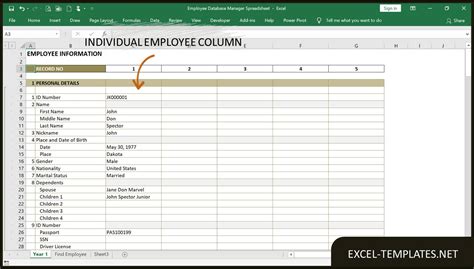 Employee Database Excel Template