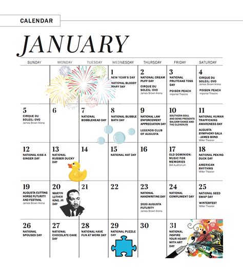 January 2020 Calendar of Events - Augusta Magazine