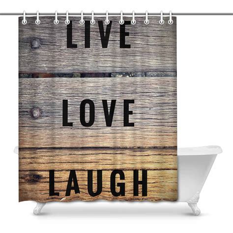 MKHERT Motivational and Inspirational Quotes Live Love Laugh House Decor Shower Curtain for ...