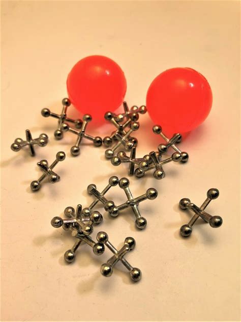 Classic Fun Toy Game with 16 Metal Jacks and 2 Red Rubber Ba