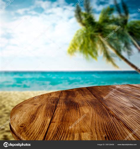 Table Background Free Space Your Decoration Blurred Background Beach Green Stock Photo by ©s ...