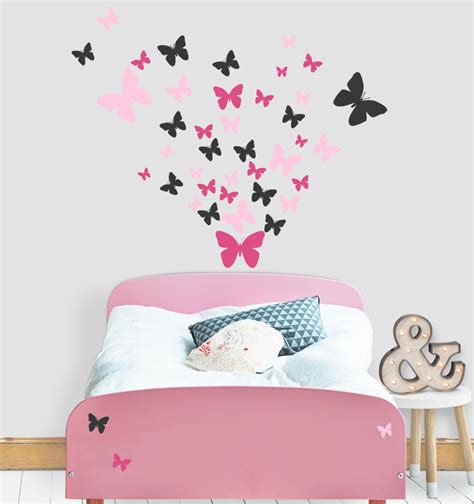 Butterfly Wall Decals- Girls Wall Stickers ~ Wall Art Sticker Decals (Pink,Hot Pink,Black ...