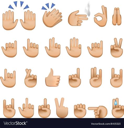 Set of hands icons and symbols emoji Royalty Free Vector | Hands icon, Emoji, Hand emoji