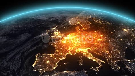 4K Earth Night Europe 21753891 Videohive Quick Download Motion Graphics