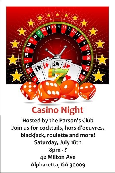 Casino Night Invitation Personalized Party Invites