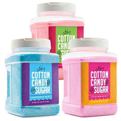 The Candery Cotton Candy Sugar FLoss 3lbs 3 Pack Premium Flavors (Strawberry,Cherry,Raspberry ...