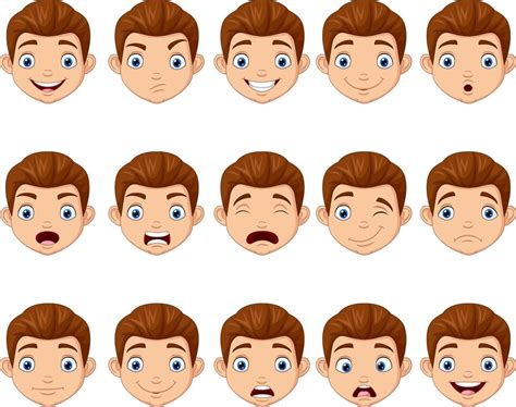 Set of cartoon children head with different face expressions 8604975 Vector Art at Vecteezy