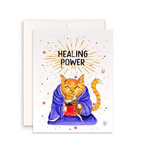 Cat Funny Get Well Soon Card Healing Power Pet Sympathy - Etsy