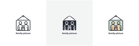 family picture icon. Line, solid and filled outline colorful version ...