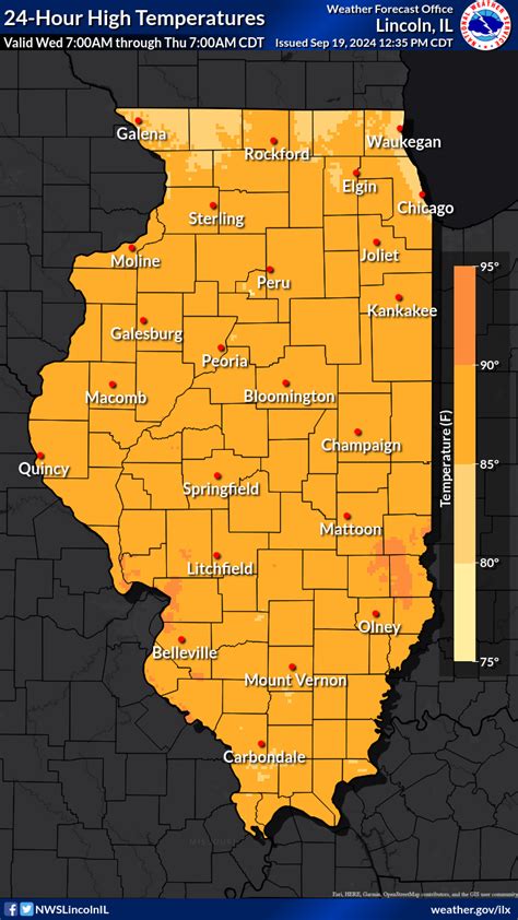 24-Hour High Temperatures for Illinois