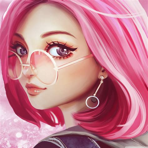 Tablet 1 - - Pink Hair Girl Art (#980049) - HD Wallpaper & Backgrounds Download