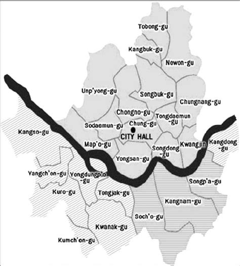 Map of Seoul subareas and housing submarkets. Two distinct housing... | Download Scientific Diagram