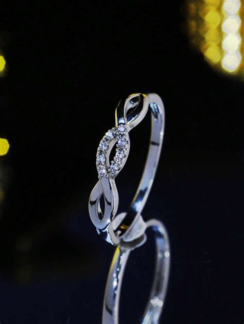 1pc Simple & Stylish Double Infinity Symbol With Zirconia Inlaid Ring ...