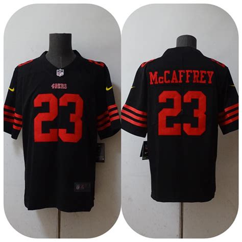 Men's San Francisco 49ers #23 Christian McCaffrey White With Patch Cool Base Stitched Baseball ...