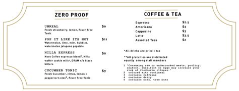 Bar Menu — The Block Distilling Co.