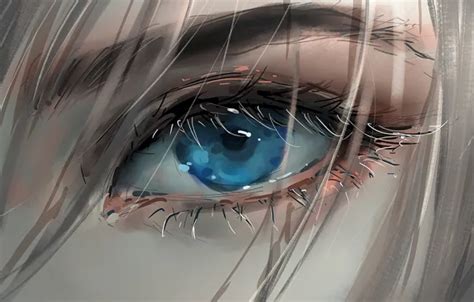 Wallpaper girl, art, blue eyes, face, blonde, digital art, artwork ...