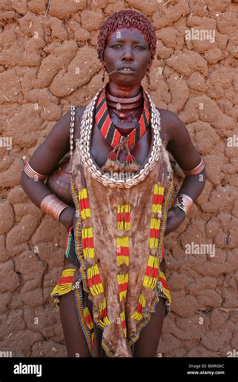 Hamer Tribe Woman Wearing Beaded Skin, Turmi, Omo Valley, Ethiopia Stock Photo, Royalty Free ...