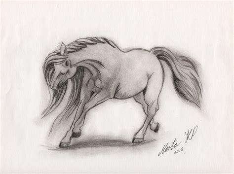 Galloping Horse Drawing by Marta Kazmierska