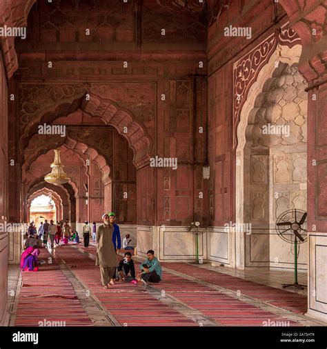 Inside view of Masjid e Jahan Numa, commonly known as Jama Masjid, largest Mosque Old Delhi ...