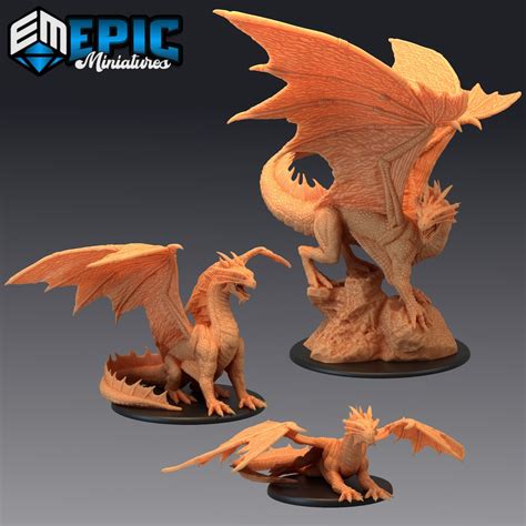 Bronze Dragon Figure various Ages Epic Miniatures Treasure Hunt 3d ...