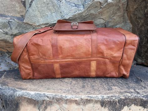 Leather Duffle Bag Leather Weekender Travel Bag Overnight - Etsy