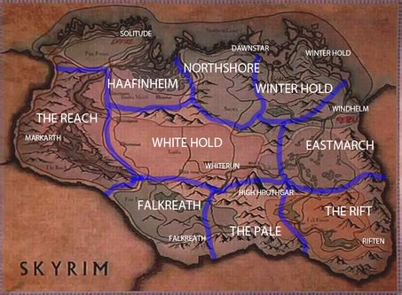 The map of Skyrim - Skyrim