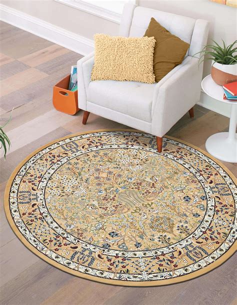 Beige 5' x 5' Rabia Round Rug | Rugs.com