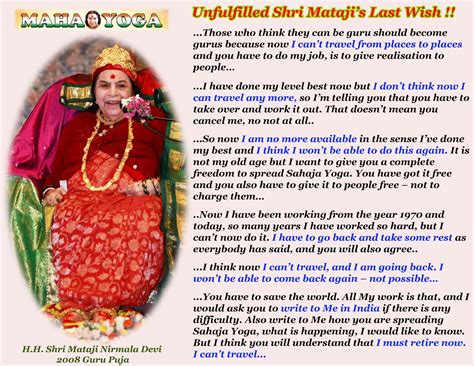 MAHA YOGA: WILLs and desires of Shri Mataji and what happened to them