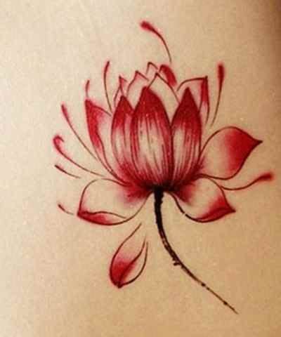 Red And Black Lotus Flower Tattoo