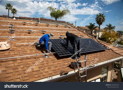 Installation Solar Panels On Tile Roof Stock Photo 1949516473 ...