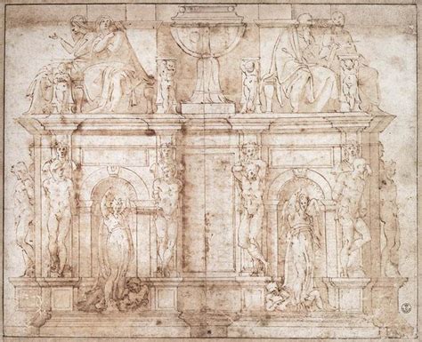 Design for Julius II tomb (second version), c.1540 - Michelangelo - WikiArt.org