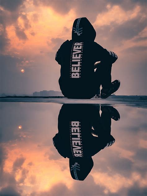 Boy rear view, attitude, believer, boy, reflection, sunset, HD phone ...