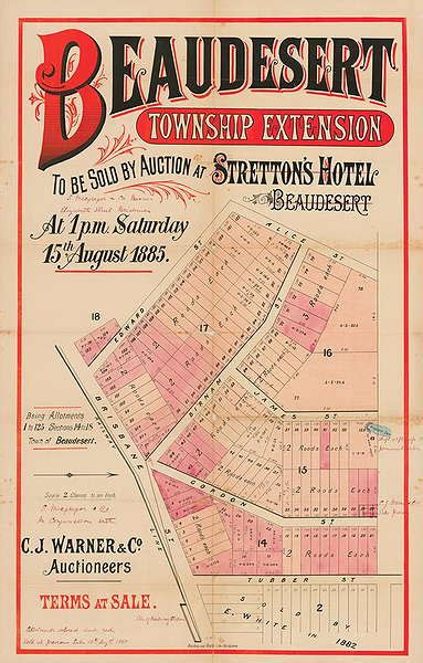 Bonzle: Estate map of the Beaudesert Township extension, Beaudesert, Queensland, 1885