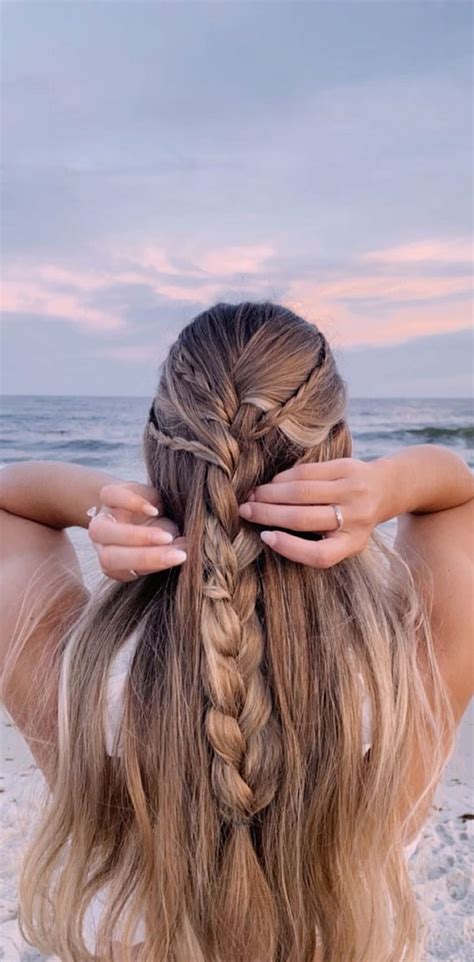 45 Cute Hairstyles for Summer & Beach Days : Mix n Match Braid Hair Down