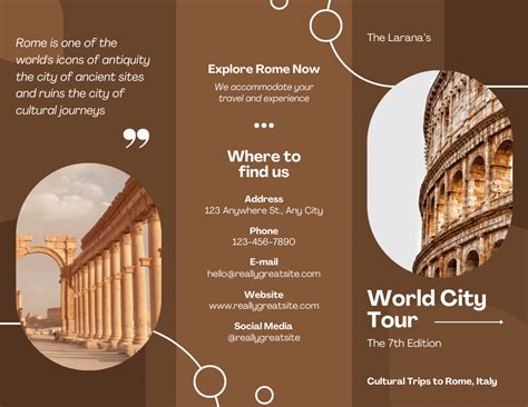 Brown Creative World City Tour Trifold Brochure | Travel brochure template, Travel brochure ...