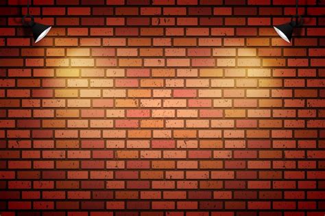 Premium Vector | Brick wall with spot lights